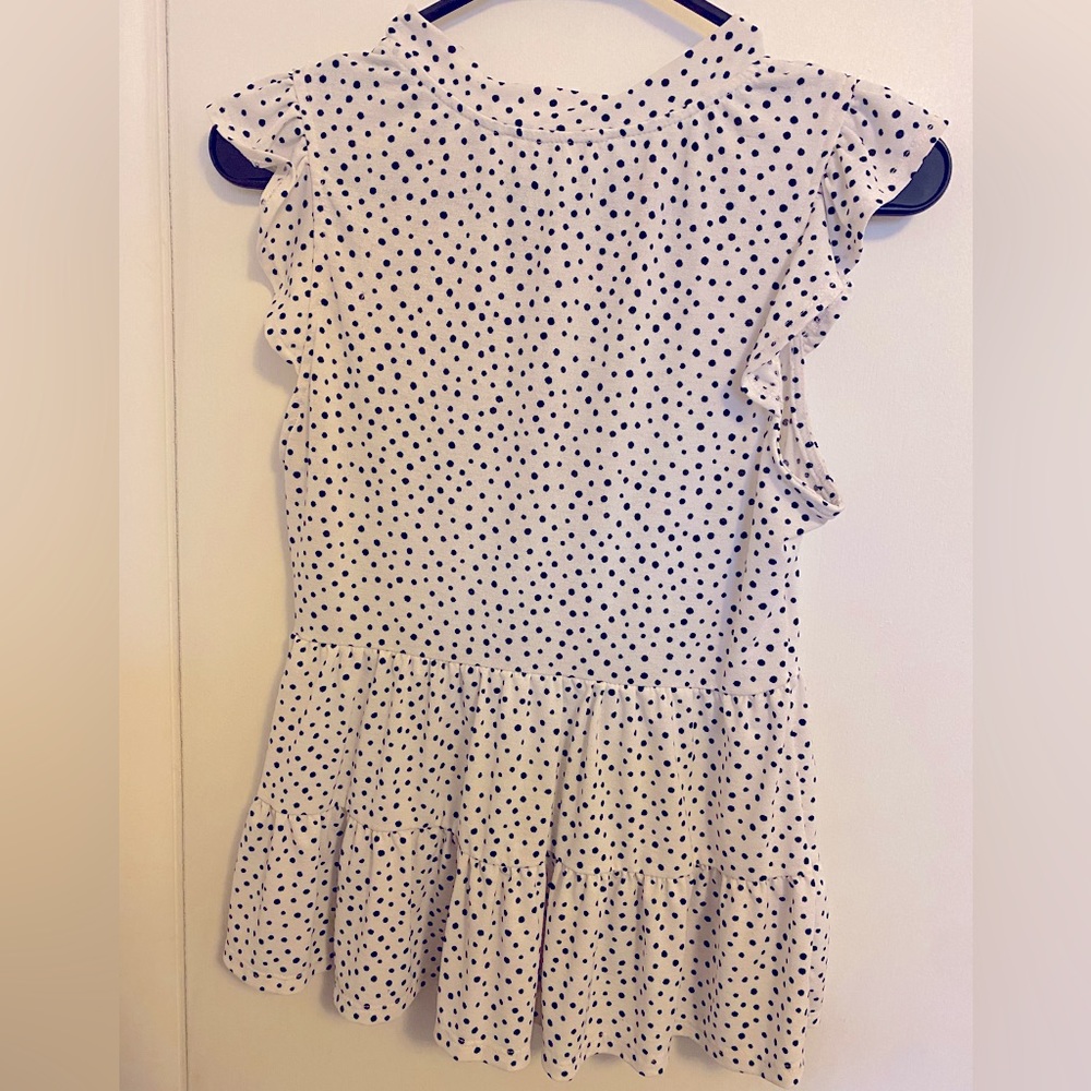 Stretchy white, polka dot blouse - Picture 2 of 5